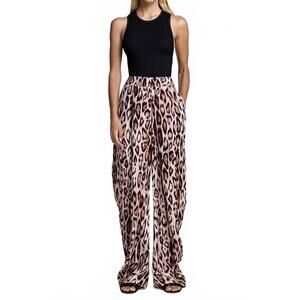 NEW SMYTHE bow leg pants in leopard ikat